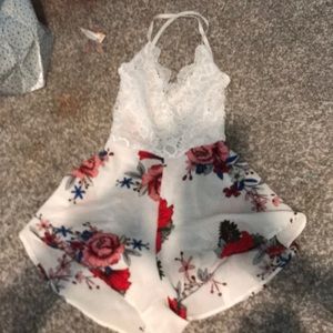 Flower romper with open back
